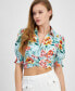 Фото #6 товара Women's Adele Button-Front Knot-Back Cropped Shirt