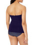 Фото #2 товара Anne Cole 296108 Solid Twist Front Shirred Bandeau Tankini Swim Top, Navy, Small
