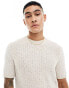 ASOS DESIGN knitted texture t-shirt in stone