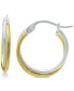 ფოტო #1 პროდუქტის Extra Small Overlap Hoop Earrings in Sterling Silver and 18k Gold-Plate, 15mm, Created for Macy's