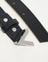 Valentino Divina belt in black with silver V buckle