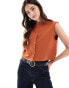 Фото #1 товара ASOS DESIGN ribbed wide shoulder boxy cropped waistcoat in rust