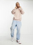 ASOS DESIGN oversized hoodie in dusty pink brushed rib texture