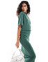 Фото #1 товара ASOS DESIGN short sleeve gathered waist with side split maxi dress in green