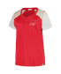 Фото #2 товара Women's Red, Gray Distressed Cincinnati Reds Plus Size Henley T-shirt