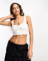 Фото #1 товара Bershka ruched bust shirred corset top in white