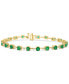 ფოტო #1 პროდუქტის EFFY® Emerald (2-1/2 ct. t.w.) & Diamond (5/8 ct. t.w.) Link Bracelet in 14k Gold
