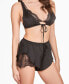 Women's 2 Piece Strappy Satin, Lace Bralette and Shorts Set