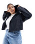 ASOS DESIGN Curve cropped rain jacket with hood in black