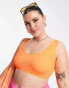 Фото #4 товара ASOS DESIGN Curve mix and match crinkle crop bikini top in neon orange