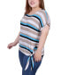 ფოტო #3 პროდუქტის Plus Size Short Sleeve Tie Front Top