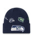 Фото #1 товара Men's College Navy Seattle Seahawks Identity Cuffed Knit Hat