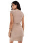 Фото #4 товара New Look crinkle ruched side mini dress in light brown