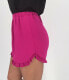 Soprano Womens Fuchsia Junior High Rise Casual Ruffle Shorts Size Large