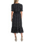 Фото #2 товара Women's Short Sleeve Polka-Dot Tie-Waist Midi Dress