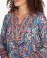 ფოტო #5 პროდუქტის Petite Embellished Placket Paisley Print Slub Jersey Top