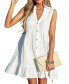 Women's White Ruffle Hem Mini Cover-Up Beach Dress