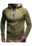 Men's Slimfit Hooded Jacket | Modern Stylish Fullzip Longsleeve Hoodie Sweatshirt | Brown | S-Size