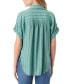 ფოტო #2 პროდუქტის Women's Demi Short-Sleeve Striped Button Front Shirt