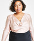 Фото #2 товара Trendy Plus Size Long-Sleeve Cowlneck Top, Created for Macy's