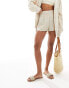 Фото #2 товара Missyempire linen look shirred waist shorts co-ord in beige