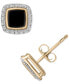 ფოტო #6 პროდუქტის Diamond Black Enamel Square Halo Stud Earrings (1/6 ct. t.w.) in 10k Gold (Also in Red Enamel), Created for Macy's