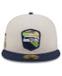 ფოტო #3 პროდუქტის Men's Stone, College Navy Seattle Seahawks 2023 Salute To Service 59FIFTY Fitted Hat