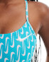 Nike Hydrastrong cutout printed tight fit performance swimsuit in blue