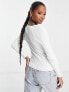 ASOS DESIGN Petite knitted top with sweetheart neck and lace up front detail in white