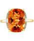 ფოტო #3 პროდუქტის EFFY® Citrine (6-1/10 ct.t.w.) & Diamond (1/10 ct. t.w.) Halo Ring in 14k Gold