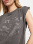 Фото #4 товара ASOS DESIGN washed oversized tank with drop arm hole with lost tour rock graphic in washed charcoal