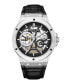 ფოტო #1 პროდუქტის Men's Automatic Black Genuine Leather Watch 43mm