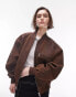 Фото #1 товара Topshop premium real suede bomber jacket in brown