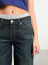 Weekday Ample low waist loose fit straight leg jeans in swamp blue