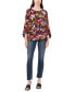 Фото #7 товара Petite Floral-Print Bell-Sleeve Piped Top