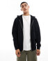 ASOS DESIGN zip through oversized hoodie with rib detail in black