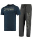 ფოტო #1 პროდუქტის Men's Heathered Charcoal, Navy Navy Midshipmen Meter T-shirt and Pants Sleep Set