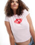 Фото #1 товара ASOS DESIGN Curve baby tee with red kiss graphic in pink