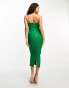 Vesper Petite cut out one shoulder midi dress in bright green