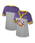 Фото #1 товара Women's Heather Gray LSU Tigers Kate Colorblock Notch Neck T-shirt