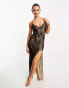 Фото #8 товара ASOS DESIGN lace sheer maxi dress with high split in black