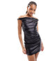 Mango bardot twist leather look dress in black Черный, M - EU 38 - фото #1