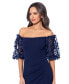 Фото #7 товара Off-The-Shoulder Floral-Sleeve Gown