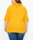 Plus Size Baby Thermal Cowl Neck Side Ruched Top