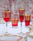 Фото #5 товара Deep Red Colored White Wine Goblet with Gold-Tone Rings, Set of 4
