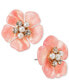 ფოტო #1 პროდუქტის Gold-Tone Color Pavé & Imitation Pearl Mother-of-Pearl Flower Stud Earrings, Created for Macy's
