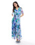 Фото #4 товара Hope & Ivy ruffle wrap maxi dress in blue based floral