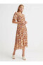 Фото #12 товара Kadın Kahverengi Baski Elbise