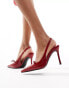 Glamorous slingback heeled shoes with bow in Cherry Red