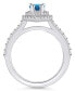 ფოტო #3 პროდუქტის Blue Topaz and Diamond Accent Halo Ring in 14K White Gold